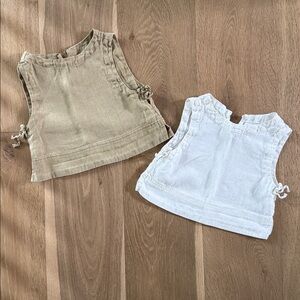 Zara Kids Tan and White Sleeveless Tops